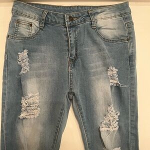 Distressed Blue Jeans